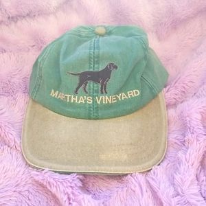 Martha Vineyard authentic class vintage black lab dog baseball cap hat green tan
